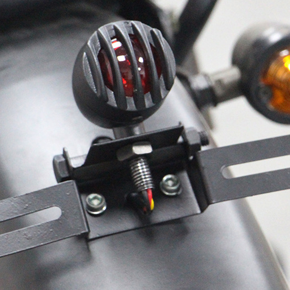 Black Retro LED Motorcycle Tail Light Moto Rear Indicator License Plate Bracket Chopper Motorbike Brake Light for Harley Honda