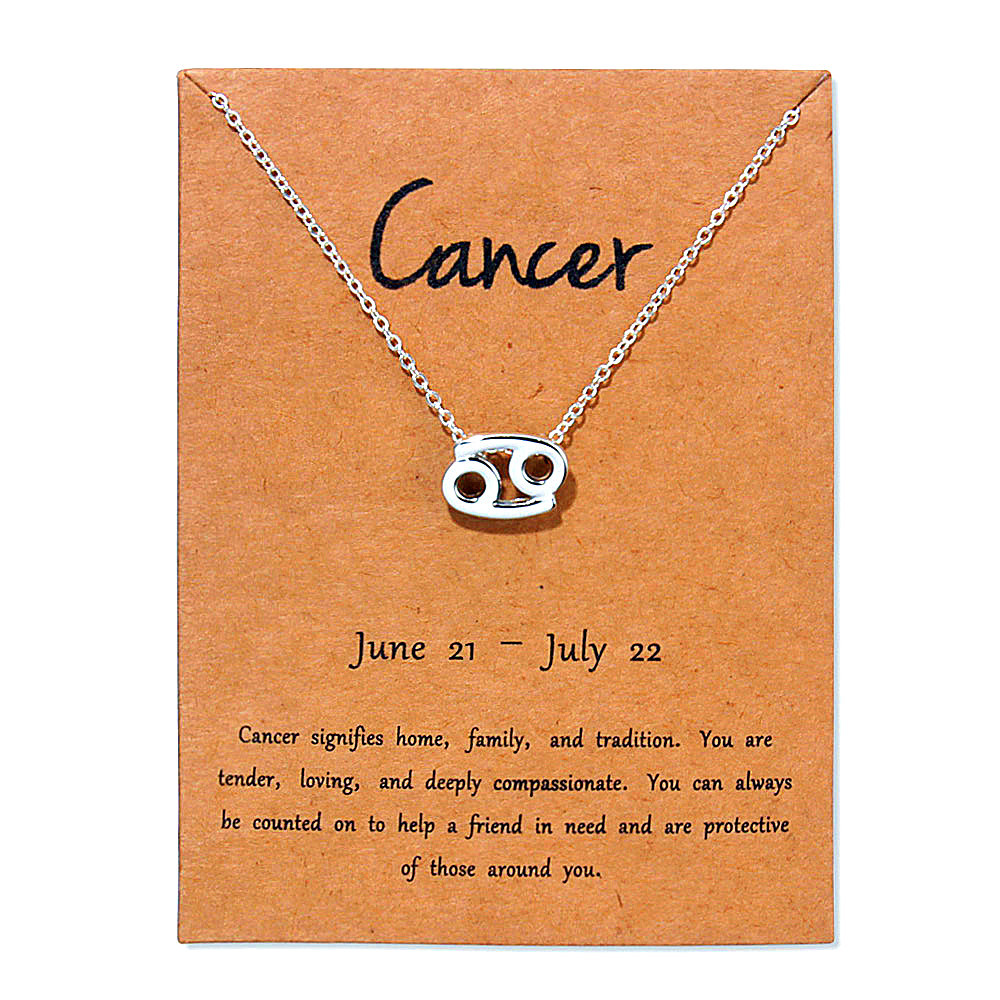Constellation Necklace 18K Gold Silver Plated Zodiac Necklace Letter Symbol Pendent Chain for Men Women Nice Jewelry Brithday Friendship Gift with Pap