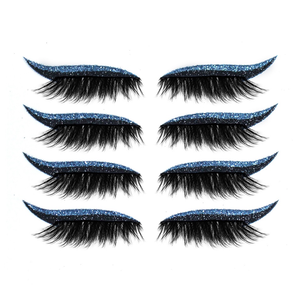 4 Pair Reusable False Lashes Eyeliners Lash Sticker 7 Color Waterproof Eyeliner Eyelash Stickers Easy To Use And Remove