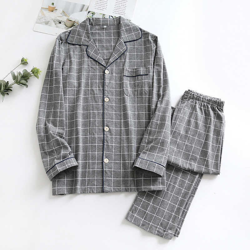 Japanese style men's spring and autumn pajamas long-sleeved trousers 100% cotton plus size autumn and winter knitted home wear 211019, Male dark gray plaid
Japanese style men's spring and autumn pajamas long-sleeved trousers 100% cotton plus size autumn and winter knitted home wear 211019, Male dark gray plaid