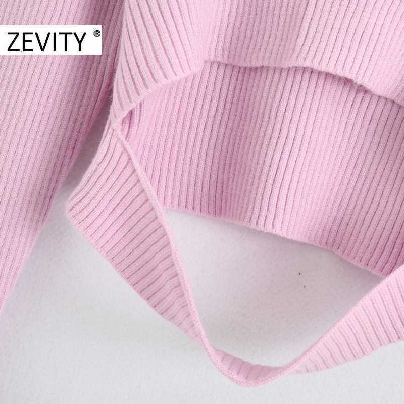 Zevity women fashion o neck long sleeve crop Sweater chic female sexy basic casual slim streetwear Knitting Pullover tops S386 210603