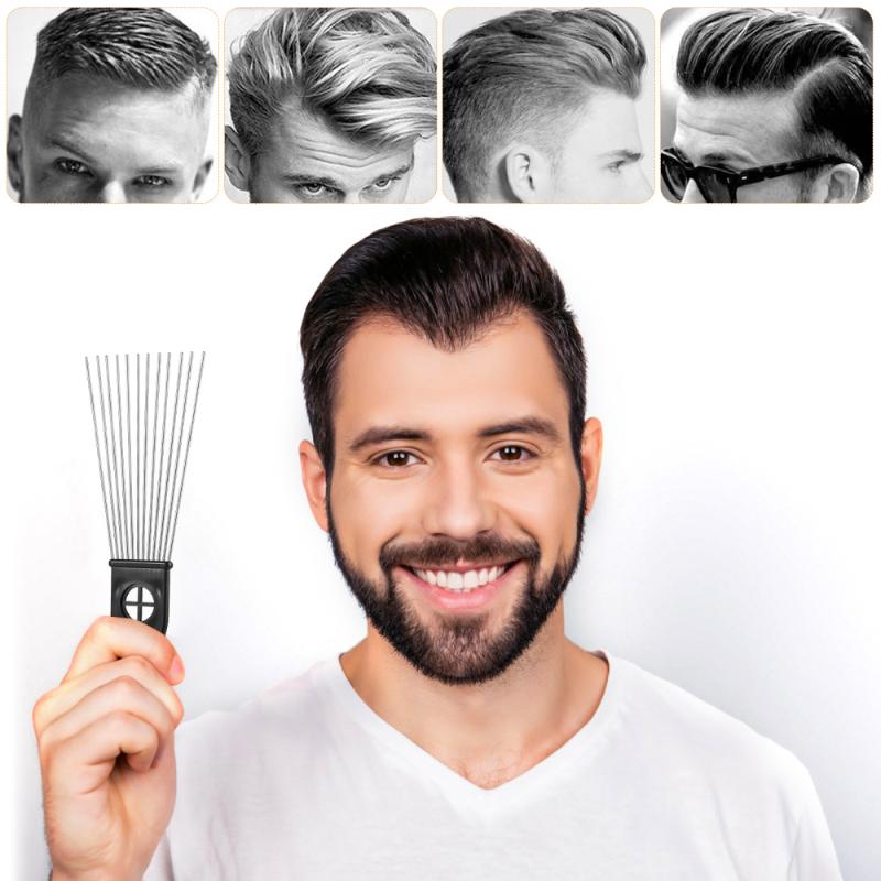 Hair Brushes FRCOLOR 2pcs Fist Metal Pick Lift Comb Detangle Wig Braid Man Styling For Home Barbershop (Black)