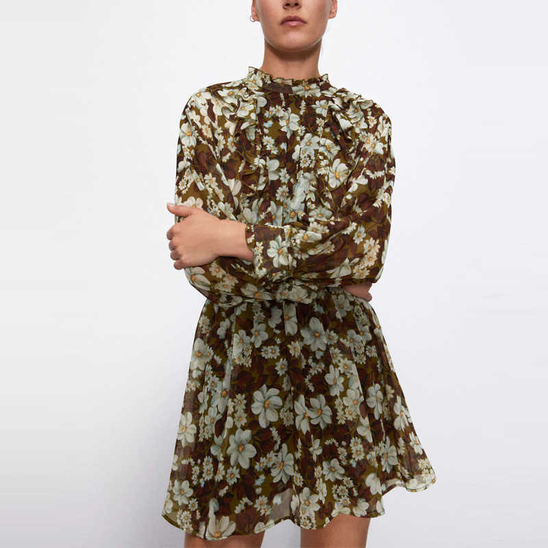 Za Ruffle Print Chiffon Dress Women Long Sleeve O-neck Elegant Mini Dresses Woman Fashion Elastic Waist Back Opening Dress 210602, As picture
Za Ruffle Print Chiffon Dress Women Long Sleeve O-neck Elegant Mini Dresses Woman Fashion Elastic Waist Back Opening Dress 210602, As picture