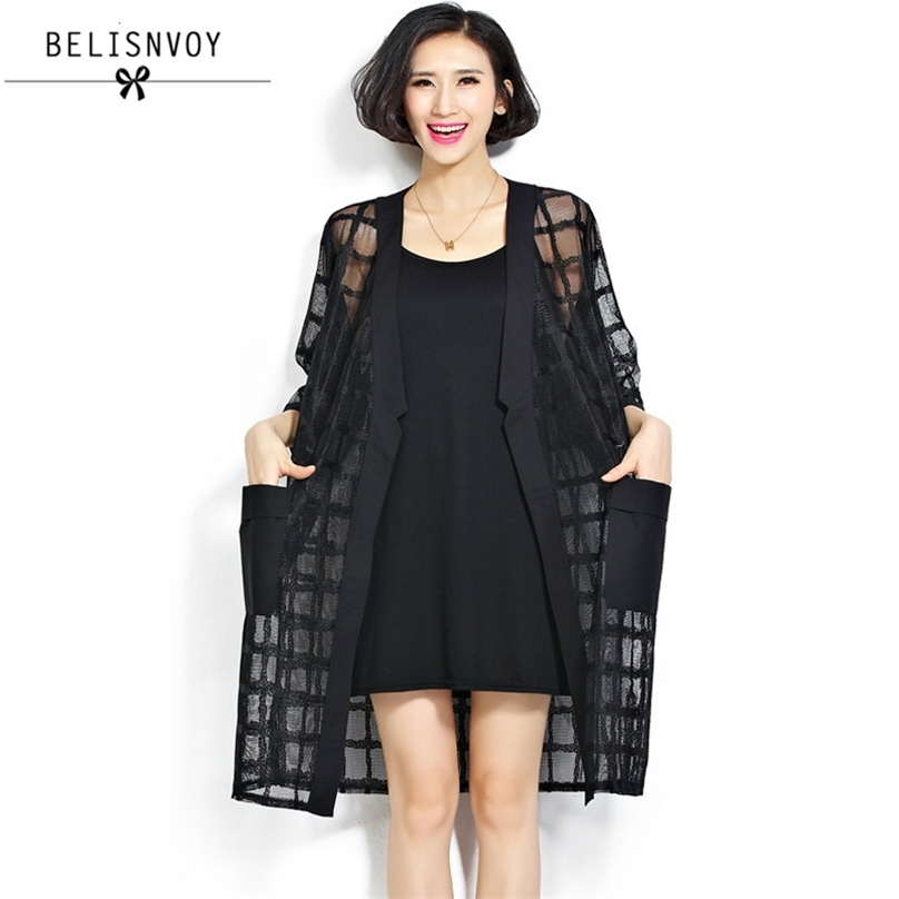 Plus Size Chiffon Coat Summer Style Fashion Women Clothing Black Plaid Perspecti Loose Half Sleeve Lady Long Mesh Cardigan 210520
Plus Size Chiffon Coat Summer Style Fashion Women Clothing Black Plaid Perspecti Loose Half Sleeve Lady Long Mesh Cardigan 210520