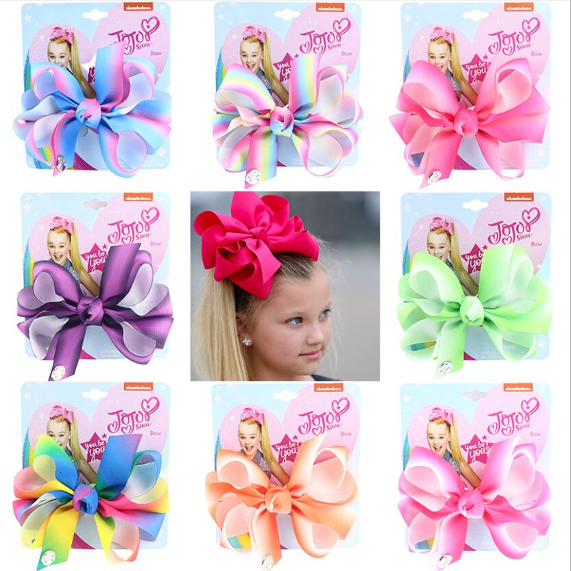 11 Colors Girl Hair Bows 5 inch Bow Rainbow Design Girl Clippers Girls Hair Clips Hair Accessory