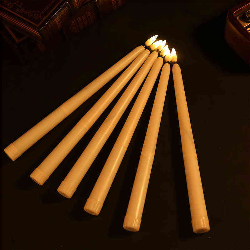 Pack of 8 Warm White Remote Flameless LED Taper Candles Realistic Bright Flicker Bulb Battery Operated 28 cm Ivory LED Candles H129064149