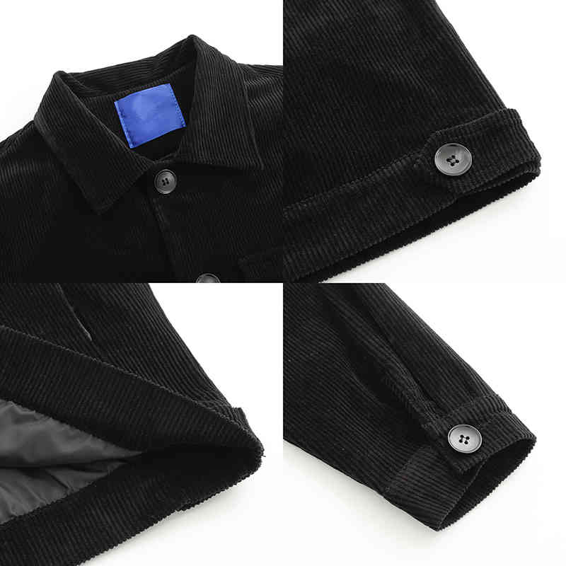 IEFB Black Corduroy Jacket Men's Spring And Autumn Oversize Workwear Jacket Loose Casual Men's Clothing Double Pocket 9Y6960 210524