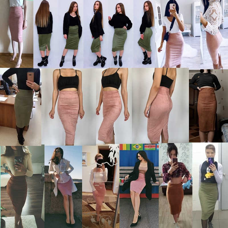 CNYISHE Midi High Waist Suede Pencil Skirts Women Autumn Fashion Bodycon Sexy Slim Skirt Regular Office Lady Bottoms 210619