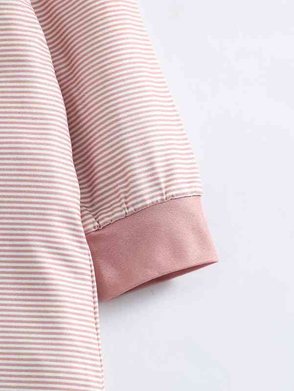 Baby 2pcs Striped And Cartoon Print Zipper Up Sleepsuit SHE