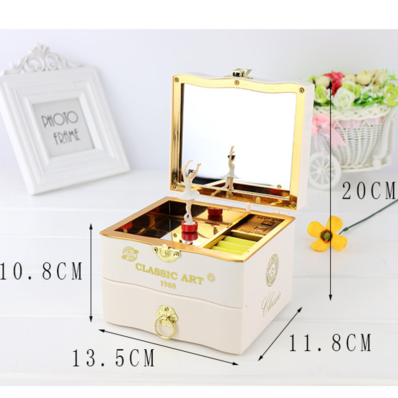 Classic Rotating Dancer Ballerina Piano Music Box Clockwork Plastic Jewelry Box Girls Hand Crank Music Mechanism Christmas Gift 218352276