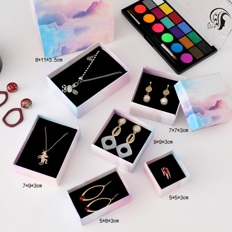 Colorful Printing Earrings Packing Boxes and Bags Printed Organment Set Retail Packaging for Jewelry Necklace Earring Ring Pendant