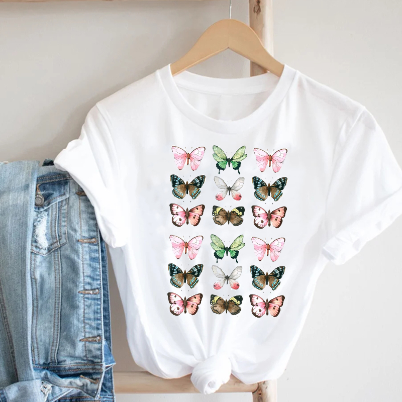 Butterfly group pattern women is fashion word 3D printing short slim-fit T-shirt summer casual round neck short top short-sleeved T-shirt, White
Butterfly group pattern women is fashion word 3D printing short slim-fit T-shirt summer casual round neck short top short-sleeved T-shirt, White