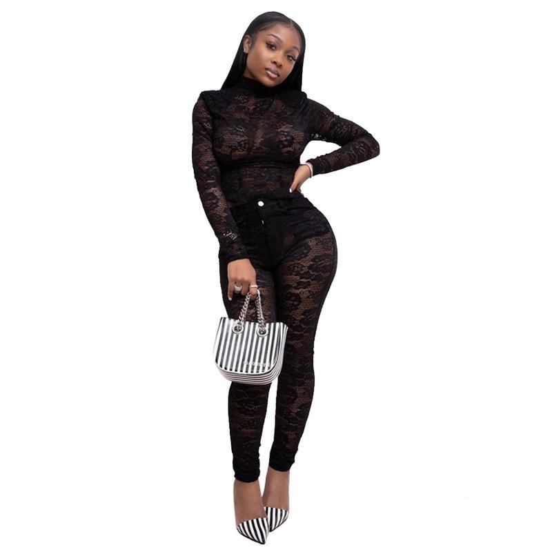 Women's Jumpsuits & Rompers European And American Pants Perspective Lace Jumpsuit Two-piece Suit Spring 2021 Sexy Nightclub Set, Black;white
Women's Jumpsuits & Rompers European And American Pants Perspective Lace Jumpsuit Two-piece Suit Spring 2021 Sexy Nightclub Set, Black;white