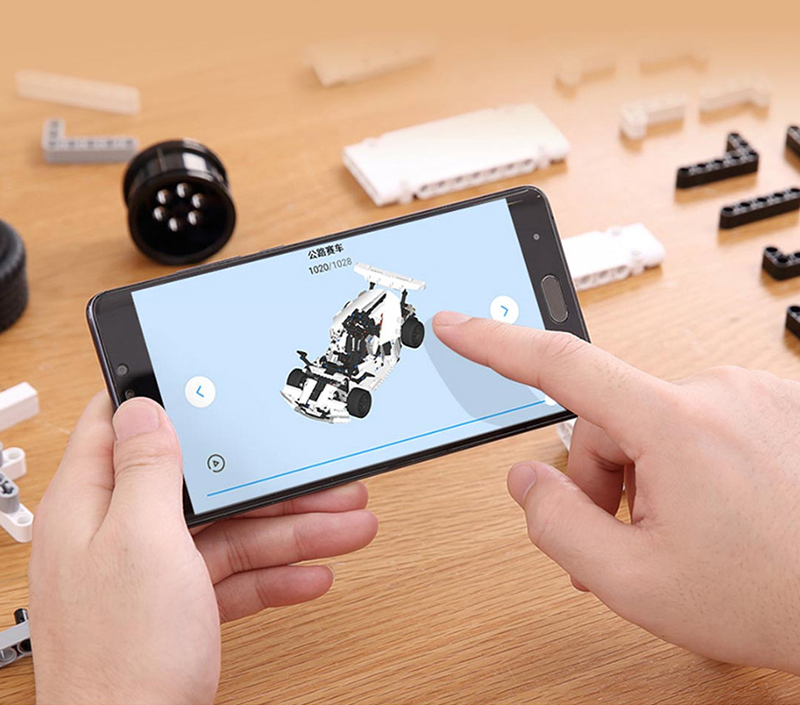 MITU Xiaomi smart building blocks road racing children's toy electric mobile phone control smart remote control Lego parts gift