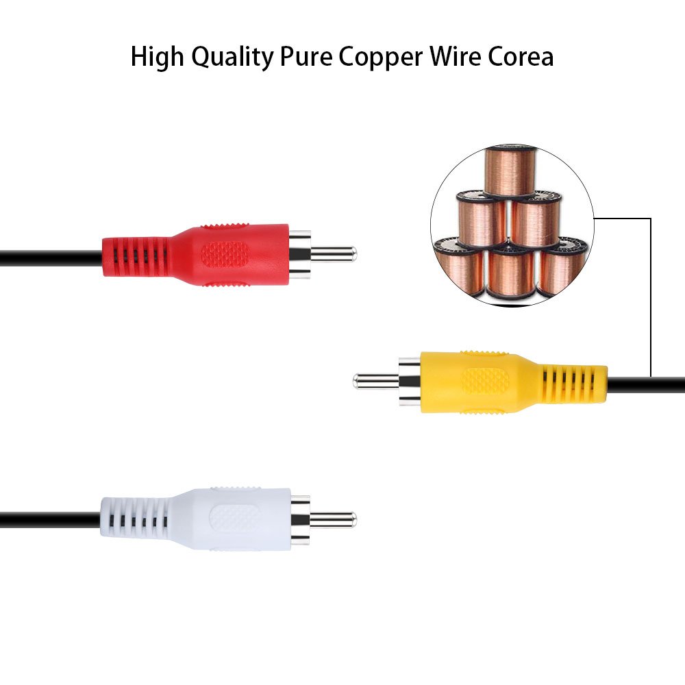 3.5mm Jack Plug Male to 3 RCA Adapter Audio Aux Cable Video AV Cord for DVD Player Recorder HiFi VCR TV Stereo about 112cm