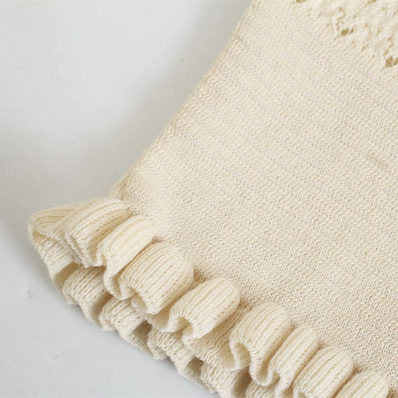 Sweet Women Ruffle Collar Knitted Sweater Spring-autumn Fashion Ladies Knitwear Cute Female Bow Decoration 210515