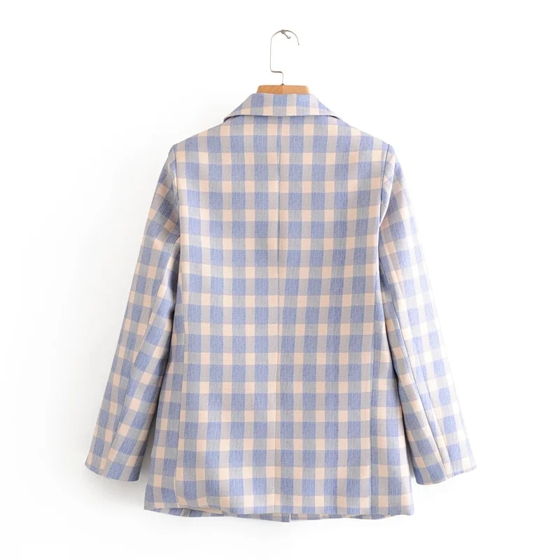 vintage women elegant plaid blazers fashion ladies patchwork jacket suits casual female loose suit girls chic jackets 210430