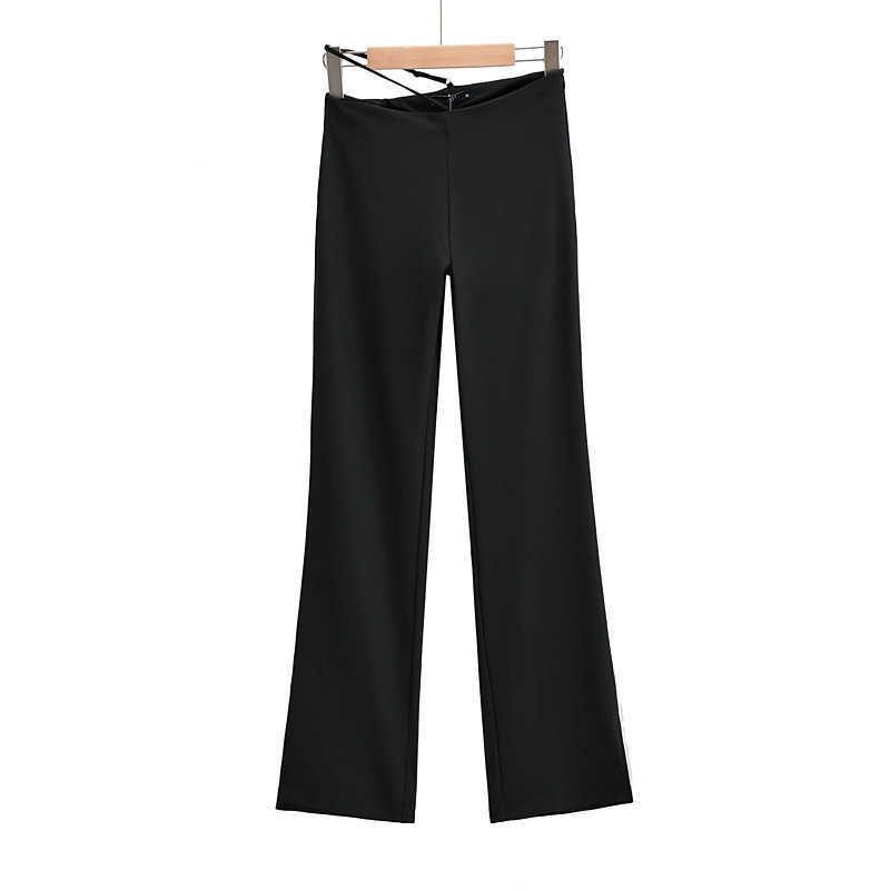 DEAT Women High Waist Split Long Pants Arrivals Temperament All Match Fashion Spring Autumn 11D1688 210709