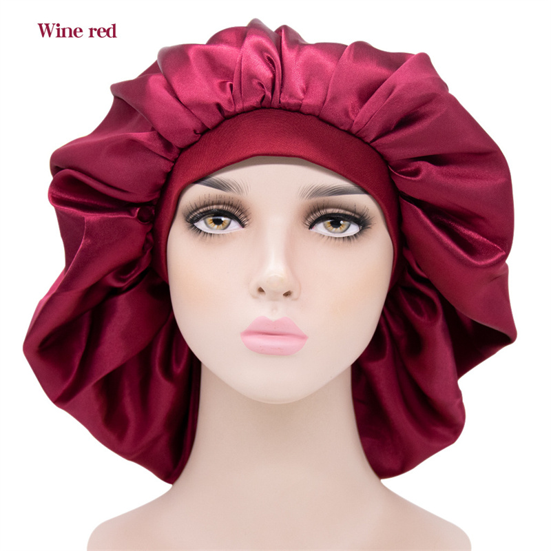 Luxury Designer Extra Large Bonnet Hat Hair Accessories Women Big Size Beauty Print Satin Silk Sleep Night Cap Head Cover Bonnets for woman Hats 10Pcs