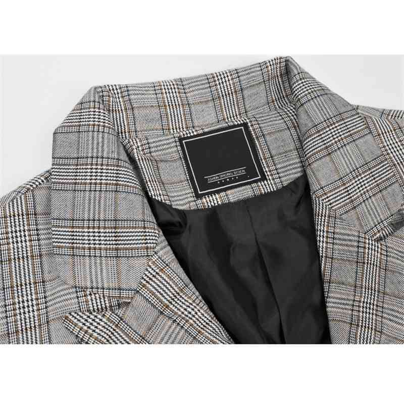 IEFB Men's Vintage Suit Coat Korean Fashion Casual Loose Grey Blazers Spring Double Breasted Long Sleeve Coats 9Y5304 210524