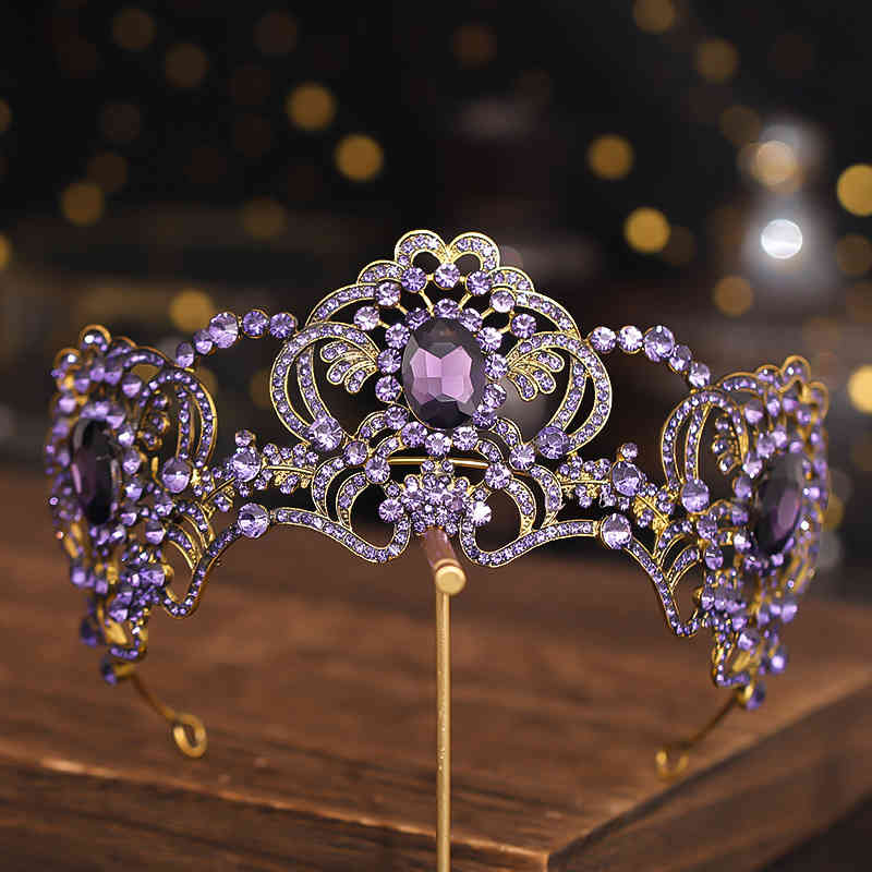 Wedding Hair Jewelry Accessories Amethyst Crown Hoop Selling Headdress Bride Dress