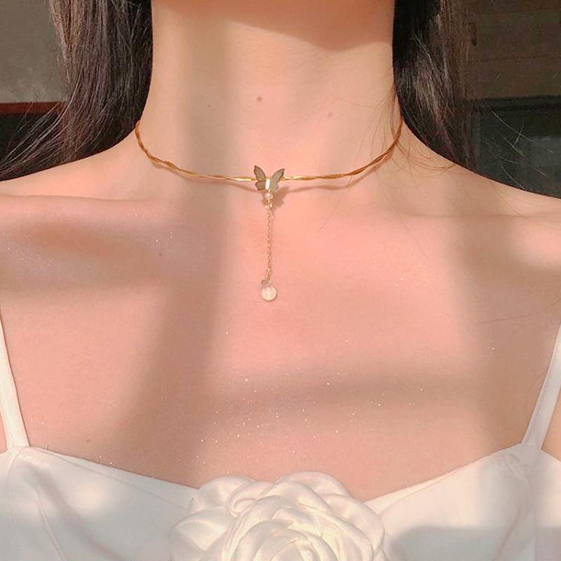 Other Trendy 14K Gold Plated Butterfly Pearl Amber Pendant Necklace For Women Girl Accessories Korean Fashion Jewelry Choker Fine Gift
Other Trendy 14K Gold Plated Butterfly Pearl Amber Pendant Necklace For Women Girl Accessories Korean Fashion Jewelry Choker Fine Gift