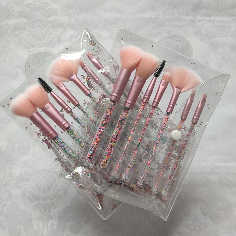 Makeup Brushes 7 Pcs/set Candy Brush Kit Private Label Grain Transparent Crystal Handle Fan Set Wholesale Cosmetic Tools