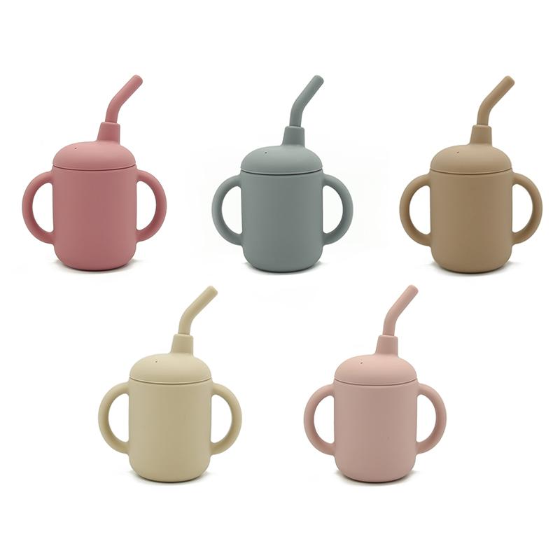Baby Silicone Sippy Cup with Lid Straw Eco Friendly Food Silicone Portable No overflow Kids Toddlers Training Cup Baby Feeding Accessories