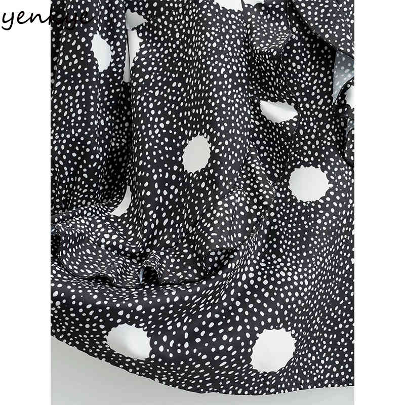 YENKYE Spring Women Vintage Polka Dot Print Dress Long Sleeve V Neck A-line Mini Casual Dress Plus Size Vestido 210515