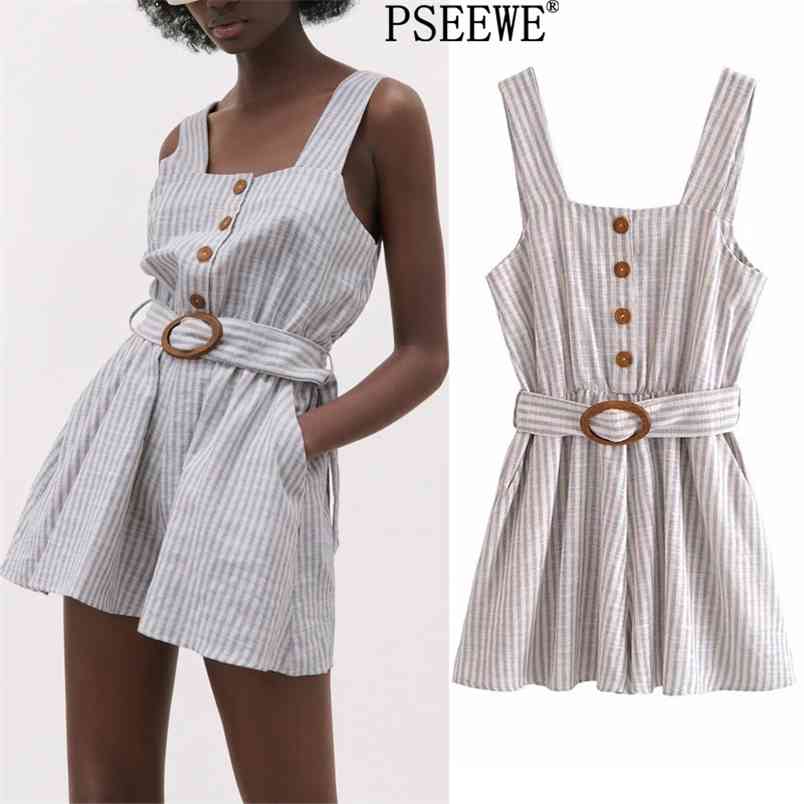 Female Jumpsuit Belt Striped Short Women Casual Summer Fashion Sleeveless Wide Straps Woman Overalls 210519
Female Jumpsuit Belt Striped Short Women Casual Summer Fashion Sleeveless Wide Straps Woman Overalls 210519
