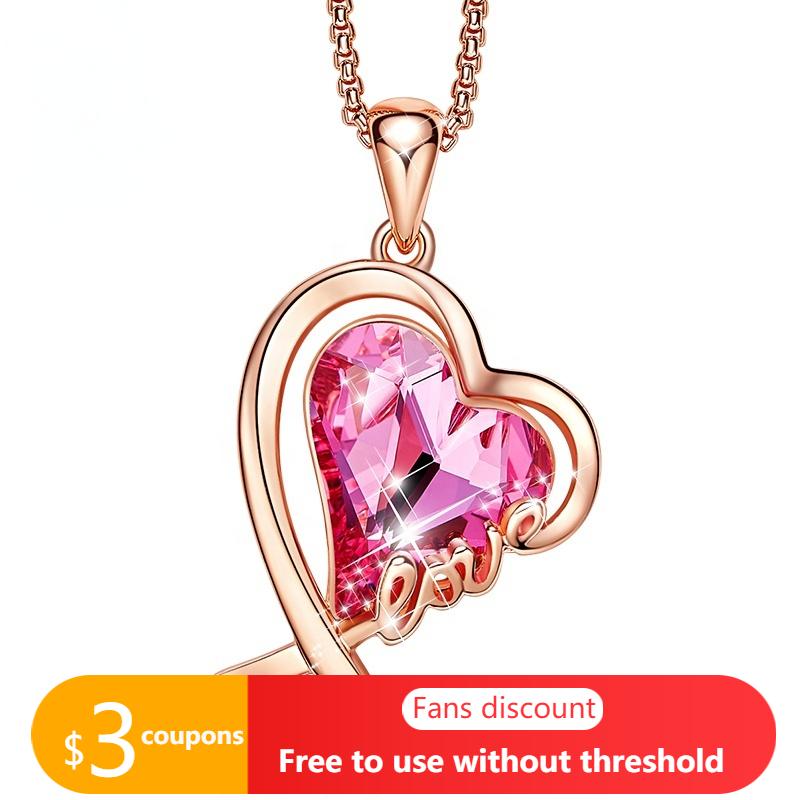 Pendant Necklaces AGATA Rose Gold Love Valentine's Day Necklace Fashion Simple Pink Crystal Letter Trend Clavicle Chain Female
Pendant Necklaces AGATA Rose Gold Love Valentine's Day Necklace Fashion Simple Pink Crystal Letter Trend Clavicle Chain Female
