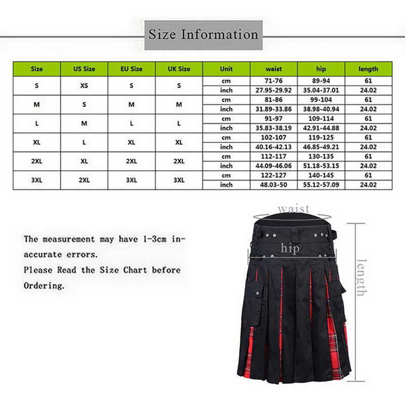 2020 Scottish Mens Kilt Traditional Plaid Belt Pleated Bilateral Chain Brown Gothic Punk Scottish Tartan Trousers X0628