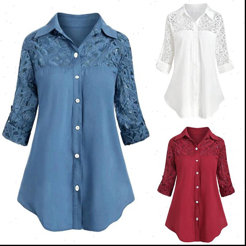 Solid Lace Women Shirts Panel Button Up for Spring Casual Turn down Collar 3 4 Sleeve Blouse 5XL Plus Size, White
Solid Lace Women Shirts Panel Button Up for Spring Casual Turn down Collar 3 4 Sleeve Blouse 5XL Plus Size, White