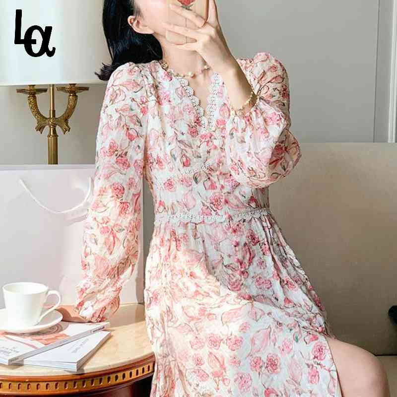Chiffon Floral Dress Women Summer French Vintage Elegant Lace Midi Female V-Neck Sexy Party Y2k 210519, As picture
Chiffon Floral Dress Women Summer French Vintage Elegant Lace Midi Female V-Neck Sexy Party Y2k 210519, As picture