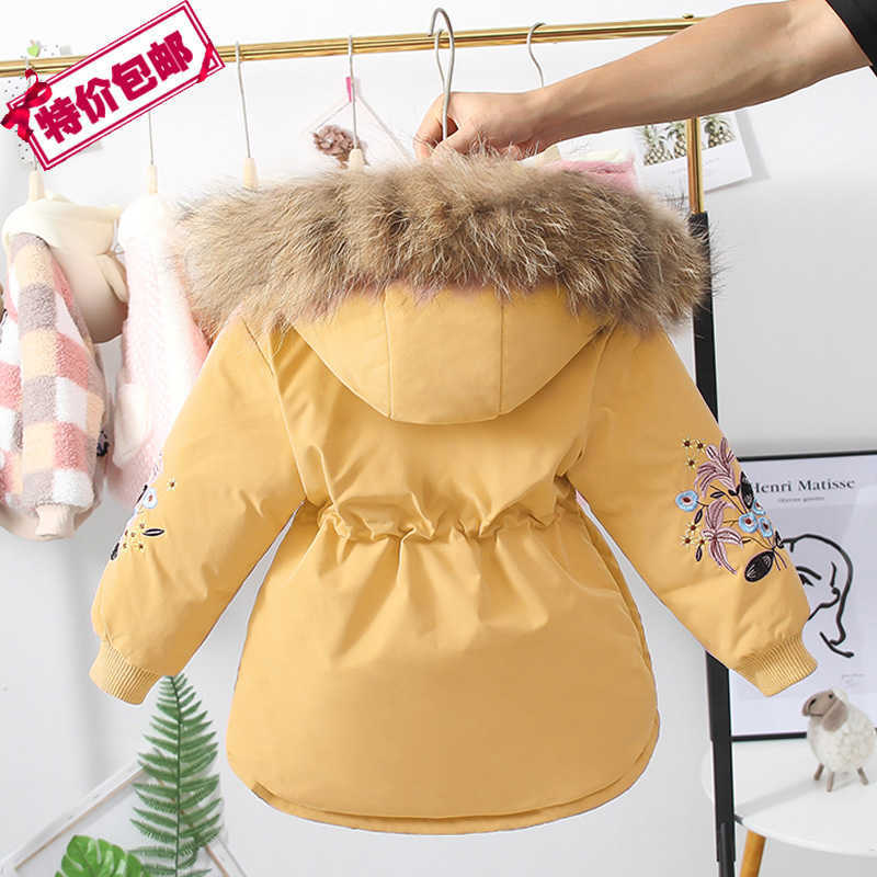 Baby Winter Girls Fur Hooded Trench Coats Warm Clothes Children Kids Girl's Winterjas Fleece Jacket Parka 2 3 4 5 6 7 Years 210916