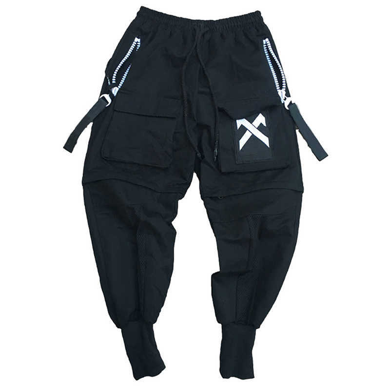 11 BYBB'S DARK Detachable Multi-Pocket Cargo Pants Men Harajuku Hip Hop Streetwear Joggers Man Elastic Waist Sweatpants Techwear T200219