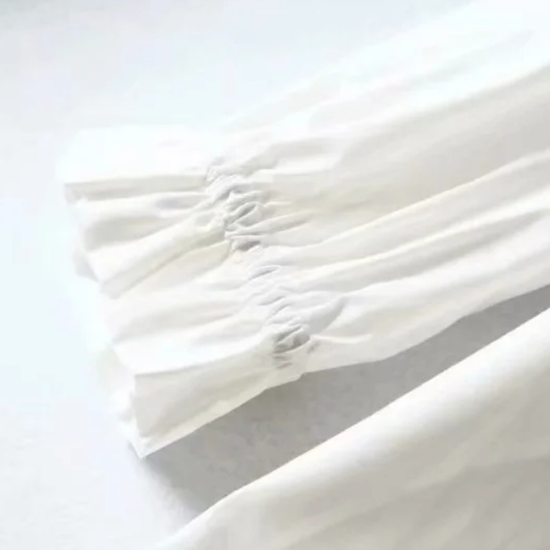 Women Ruffled Hem White Mini Shirt Dress Female O Neck Nine Quarter Sleeve Clothes Office Lady Loose Vestido D6983 210430
