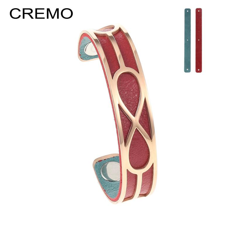 Cremo Les Manchette Infinity Rose Gold Bracelet For Woman Leather Inserts Band Narrow Stainless Steel Jewelry Bangle
Cremo Les Manchette Infinity Rose Gold Bracelet For Woman Leather Inserts Band Narrow Stainless Steel Jewelry Bangle