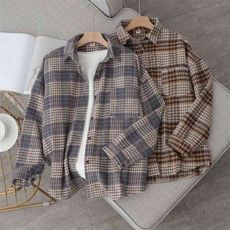 Fashion Vintage Plaid Shirt Autumn Women' Korean Casual Single-Breasted Lapel Long-Sleeved Retro Thcik coat lady 210519, Blue
Fashion Vintage Plaid Shirt Autumn Women' Korean Casual Single-Breasted Lapel Long-Sleeved Retro Thcik coat lady 210519, Blue