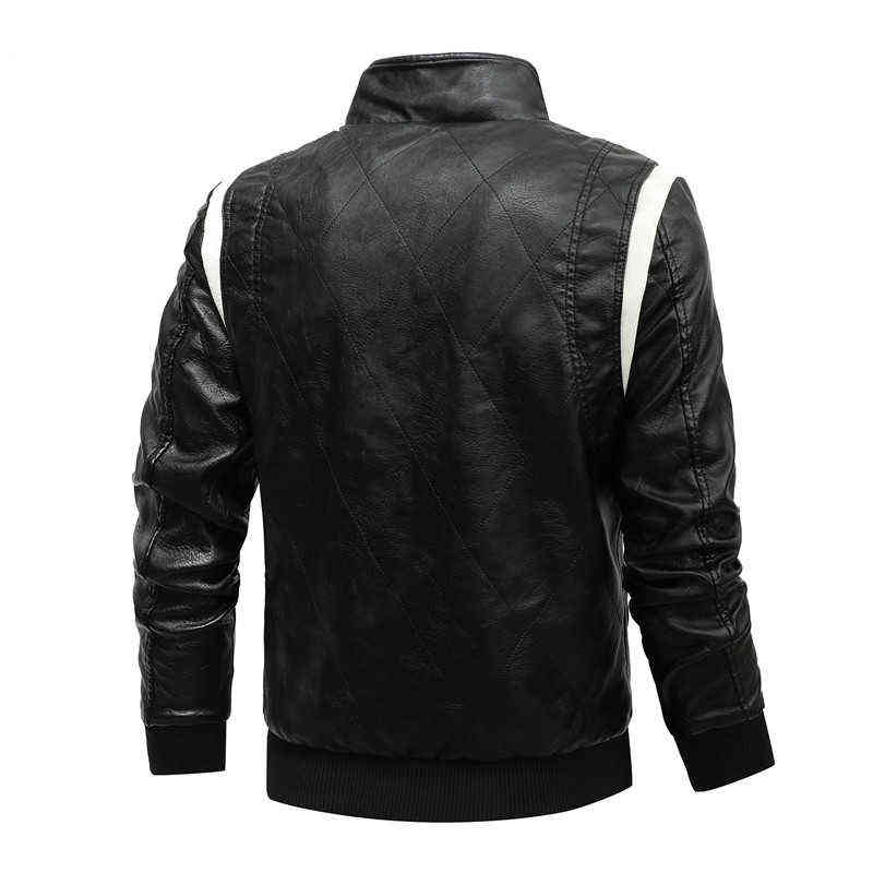 Men's Motorcycle Leather Jacket Embroidered Scorpion Leisure Bomber Black Stand Collar PU Jacket For Autumn 211111