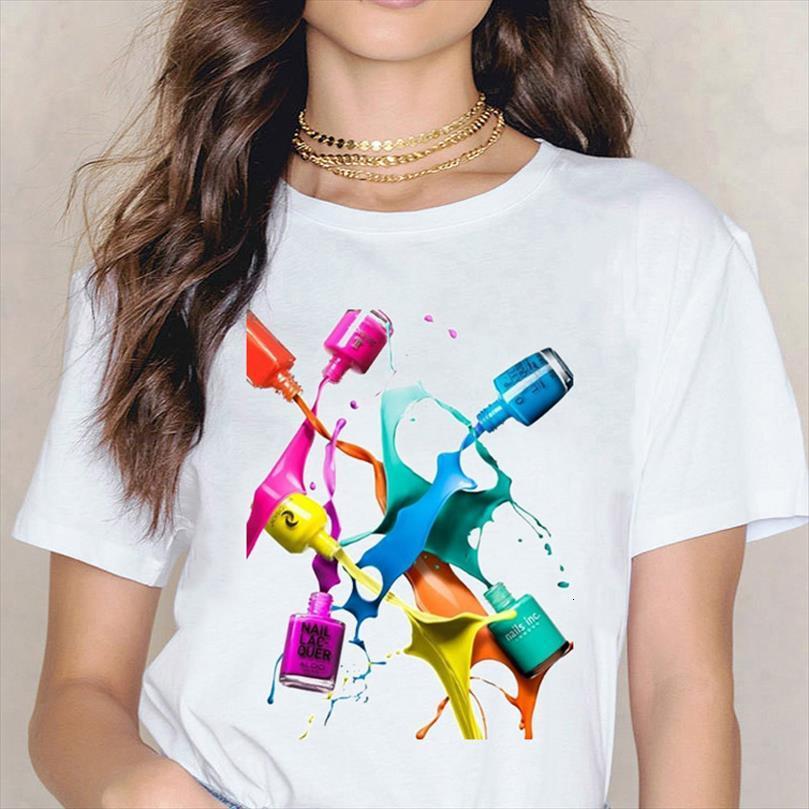 summer vogue rainbow nail mens and womens polish print tee harajuku aesthetic streetwear clothes ulzzang vintage t female, White;black 
summer vogue rainbow nail mens and womens polish print tee harajuku aesthetic streetwear clothes ulzzang vintage t female, White;black