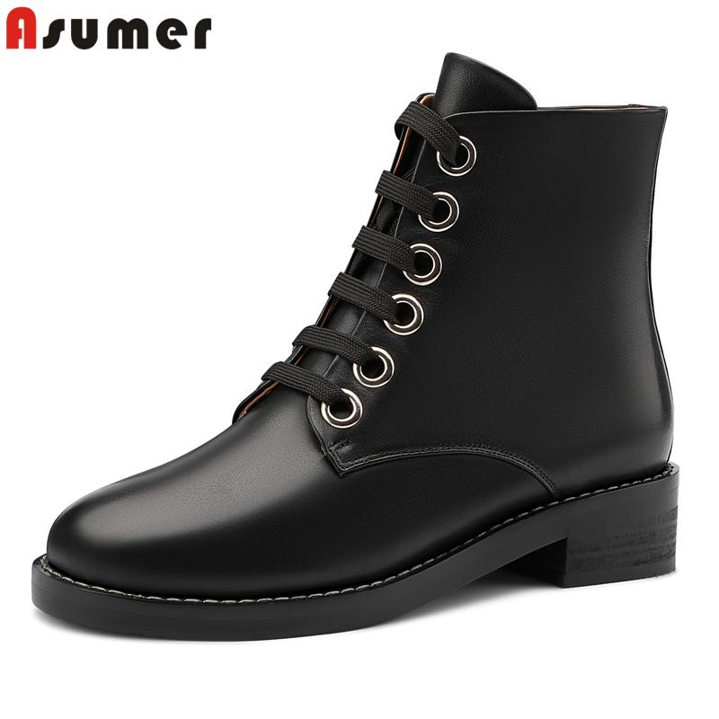 Boots Asumer Plus Size 34-45 Genuine Leather Women Zip Lace Up Round Toe Ankle For Autumn Winter Ladies Shoes, Black
Boots Asumer Plus Size 34-45 Genuine Leather Women Zip Lace Up Round Toe Ankle For Autumn Winter Ladies Shoes, Black
