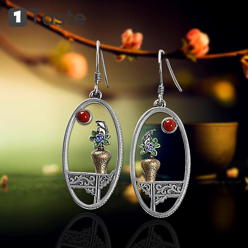 Dangle & Chandelier ONETASTE 925 Sterling Silver Enamel Agate Flower Vase Drop Earrings Ethnic Vintage Zen Earring 2021 Fine Jewelry Women G
Dangle & Chandelier ONETASTE 925 Sterling Silver Enamel Agate Flower Vase Drop Earrings Ethnic Vintage Zen Earring 2021 Fine Jewelry Women G