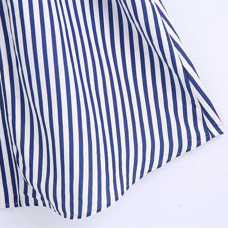 Casual Women V Neck Bow Lace Dress Summer Fashion Ladies High Street A-line Female Stripe Draw Back 210515