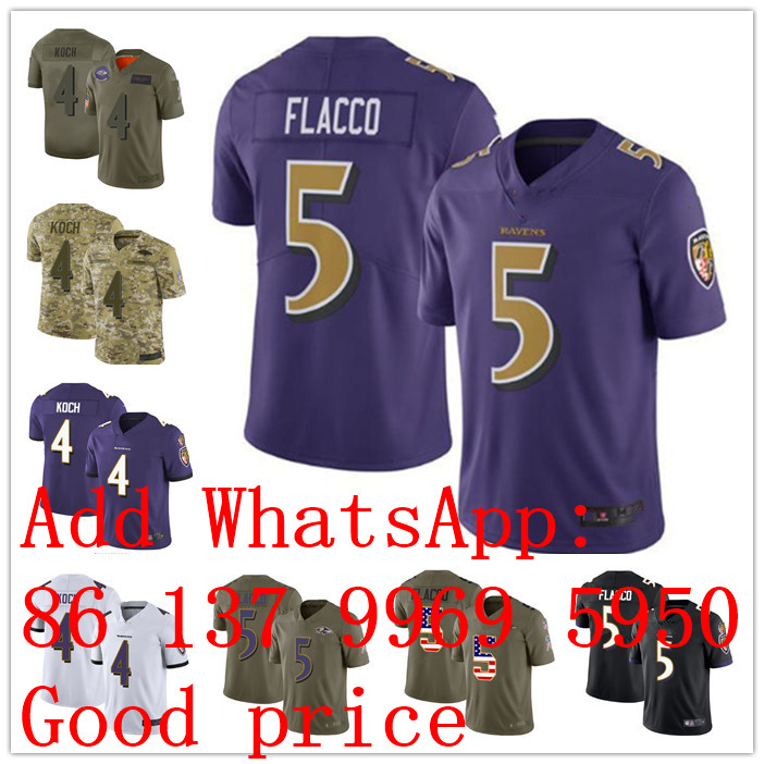 

Custom baltimore's Men womens youth ravens's 4 Sam Koch 5 Joe Flacco white black Purple Army Green Color Rush Legend Vapor Untouchable Limited football Jersey, Multi