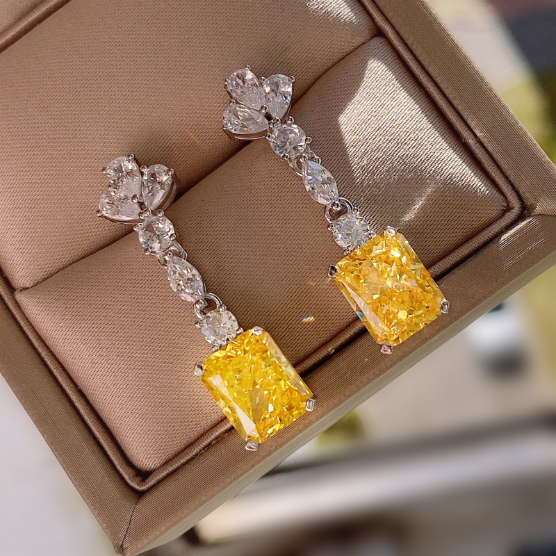 Handmade Topaz Diamond Dangle Earring Original 925 sterling silver Jewelry Party Wedding Drop Earrings for Women Jewelry Gift