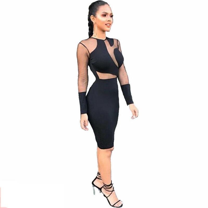 Sexy Women Bandage Bodycon Long Sleeve Evening Party Club Mini Dress 3EE Casual Dresses