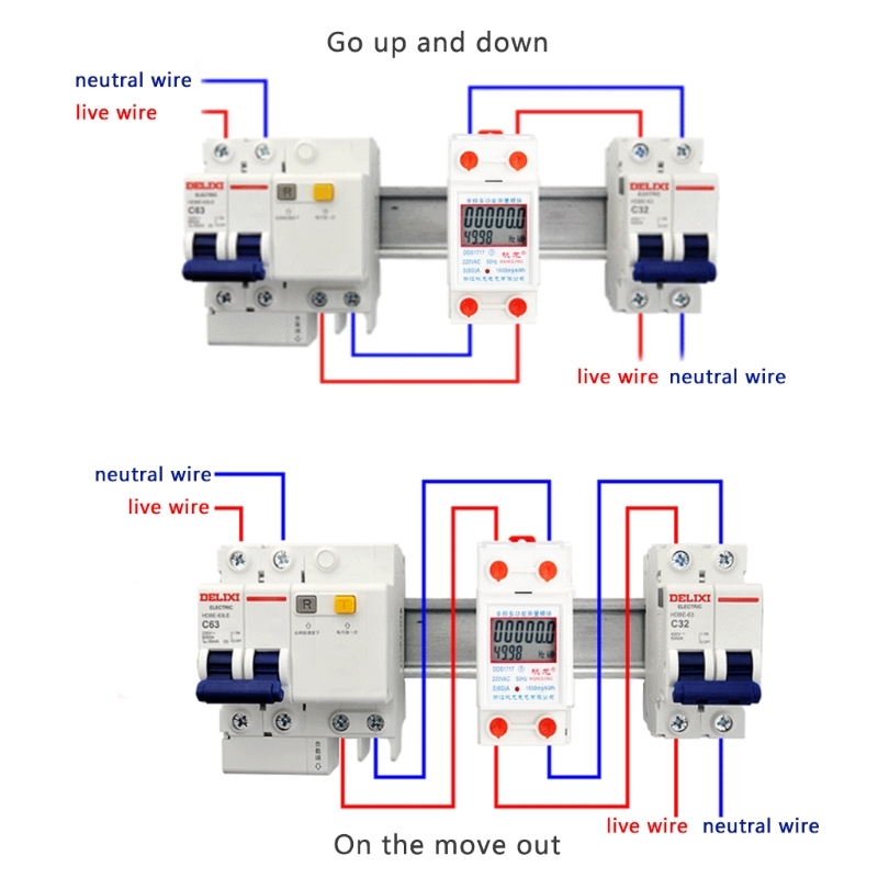 OOTDTY 5 (60) ONE 220V 50HZ Eenfase Din Rail KWH Watt Uur Din-rail Energy meter LCD