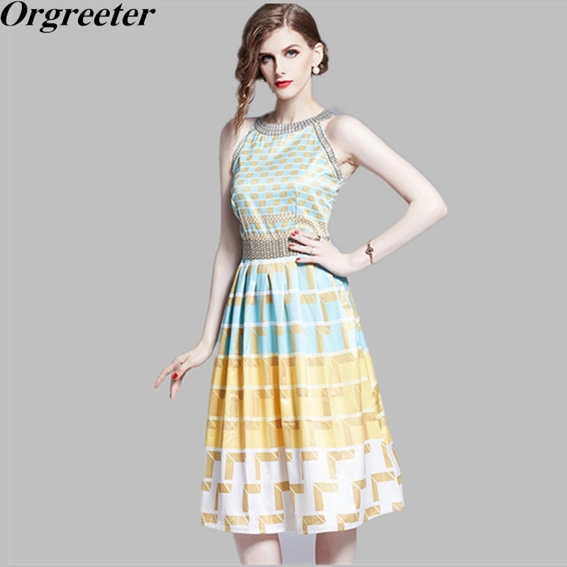 High Quality Summer Fashion Sleeveless Geometry Print Knee-length Dress Women Slim Halter Bohemian Holiday Dresses 210525, Picture color
High Quality Summer Fashion Sleeveless Geometry Print Knee-length Dress Women Slim Halter Bohemian Holiday Dresses 210525, Picture color