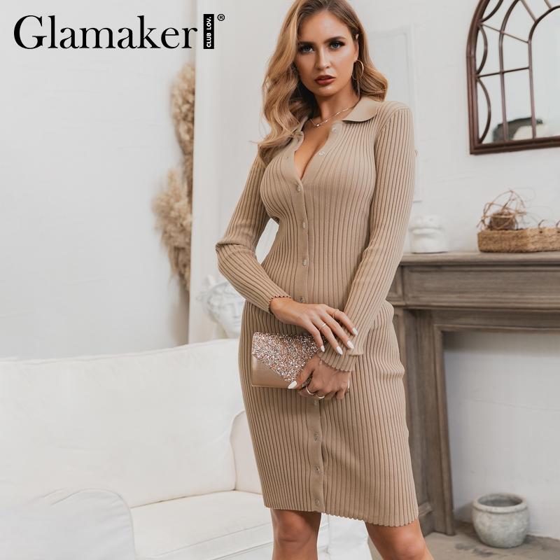 Casual Dresses Glamaker Sexy Knitted Bodycon Sweater Dress Women Autumn Retro V-neck Long Sleeve Elegant Female Party Club Vestidos, Brown
Casual Dresses Glamaker Sexy Knitted Bodycon Sweater Dress Women Autumn Retro V-neck Long Sleeve Elegant Female Party Club Vestidos, Brown